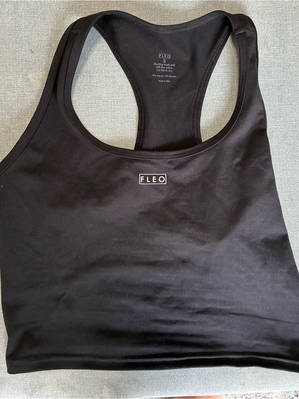 Fleo Black Racerback Crop Sports Bra